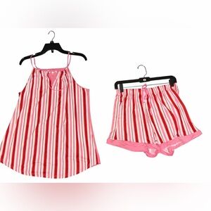 Striped Pink and Red Candy Cane 2pc Pajama Set